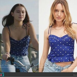 Navy Polka Dot Free People Women's Top